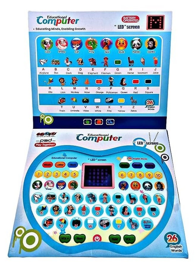 RUHANI Apple Shape Educational Computer Toy, LED Display, Learning Alphabets Numbers Words Animals, Music Function, 25 x 15 cm, Pink - Image 4